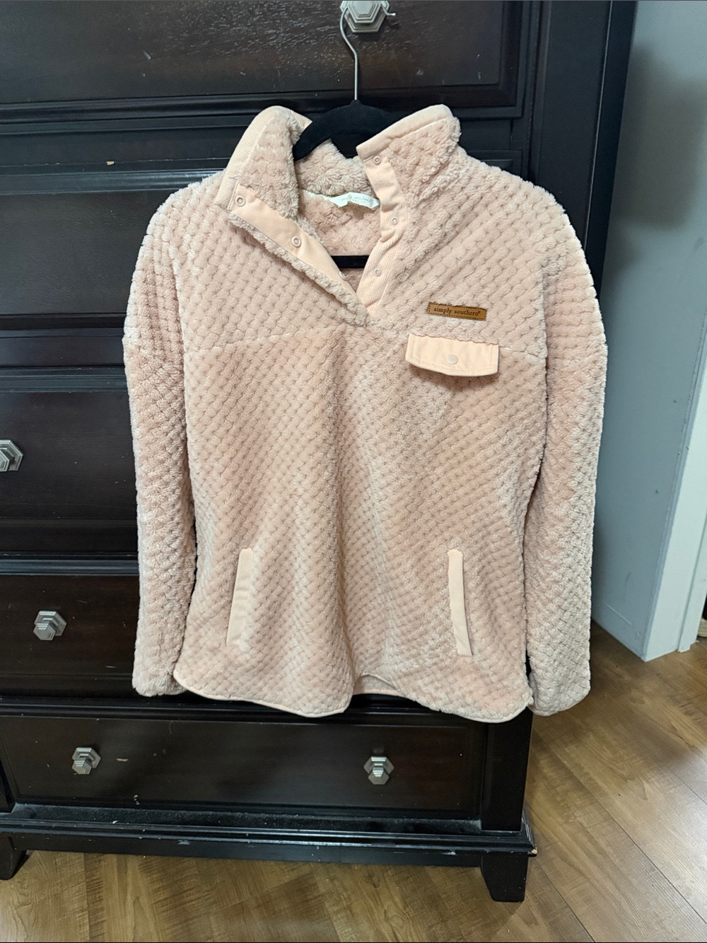 Simply Southern Blush Pink Quilted Plush Pullover Sweater